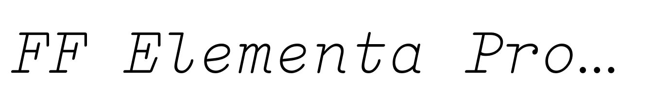 FF Elementa Pro Regular Italic